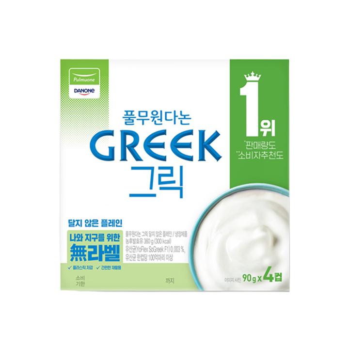 다논 그릭요거트 달지 않은 플레인 90g*4